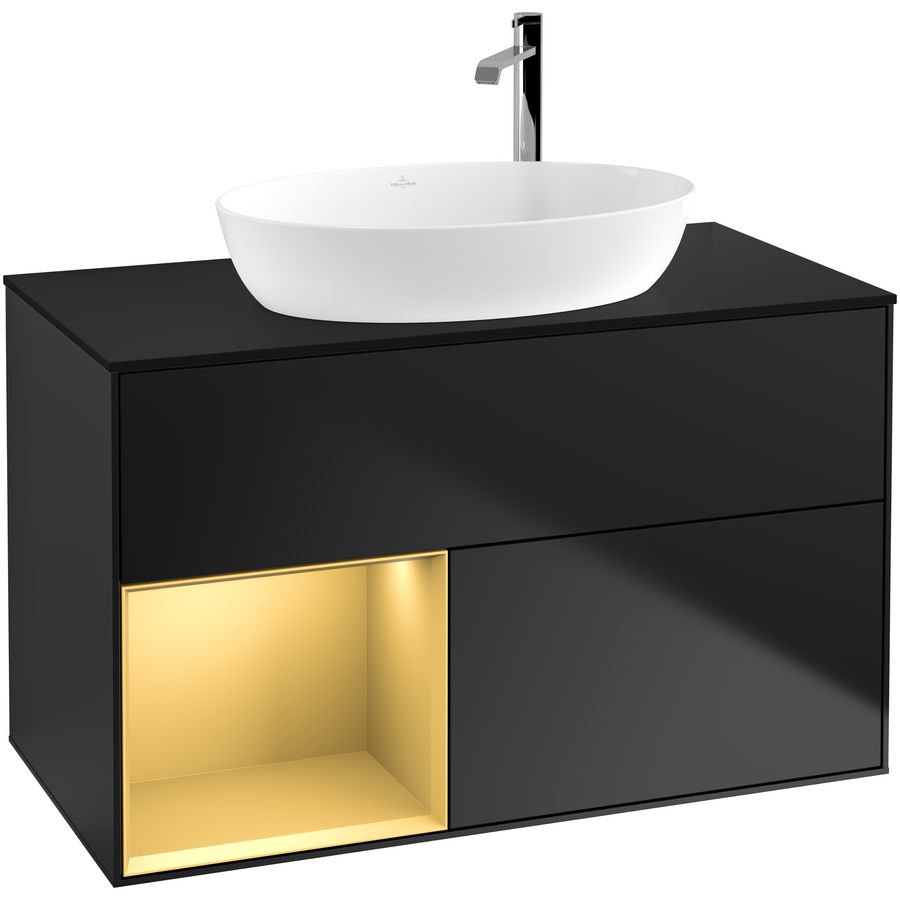 Wastafelonderkast Finion 1000x603x501mm Black Matt Lacquer F892HFPD