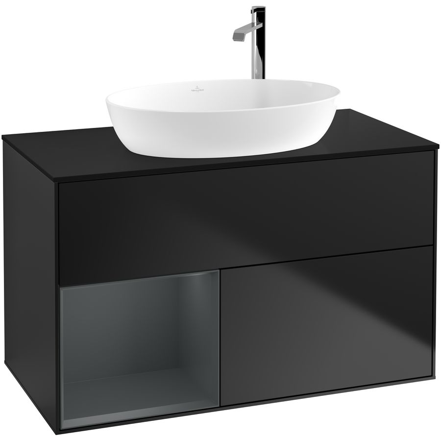 Wastafelonderkast Finion 1000x603x501mm Black Matt Lacquer F892HGPD