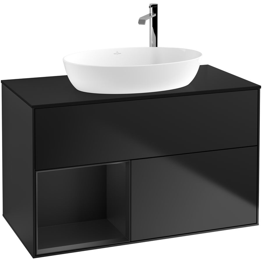 Wastafelonderkast Finion 1000x603x501mm Black Matt Lacquer F892PDPD