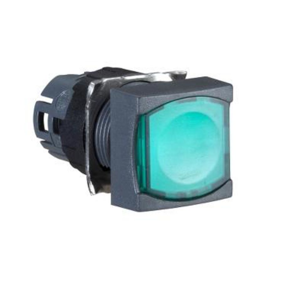 Kop verlichte vierkante drukknop Terugvering Ø16mm Groen