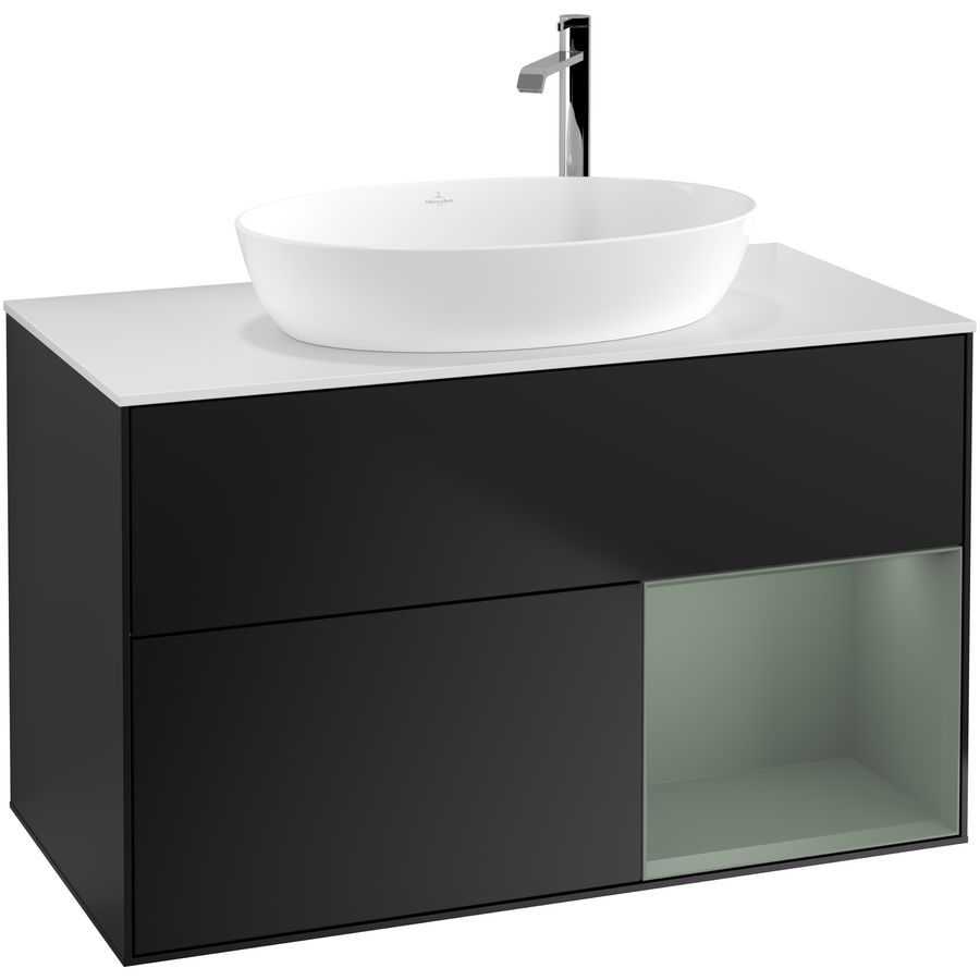Wastafelonderkast Finion 1000x603x501mm Black Matt Lacquer F901GMPD