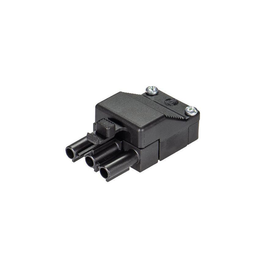 Kabelsteker ST18/3 male+kap zwart+vergrendeling VVE=100