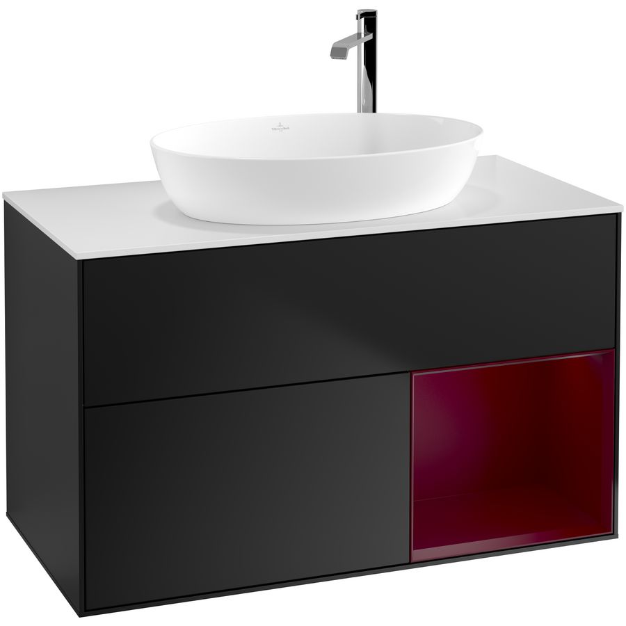 Wastafelonderkast Finion 1000x603x501mm Black Matt Lacquer F901HBPD