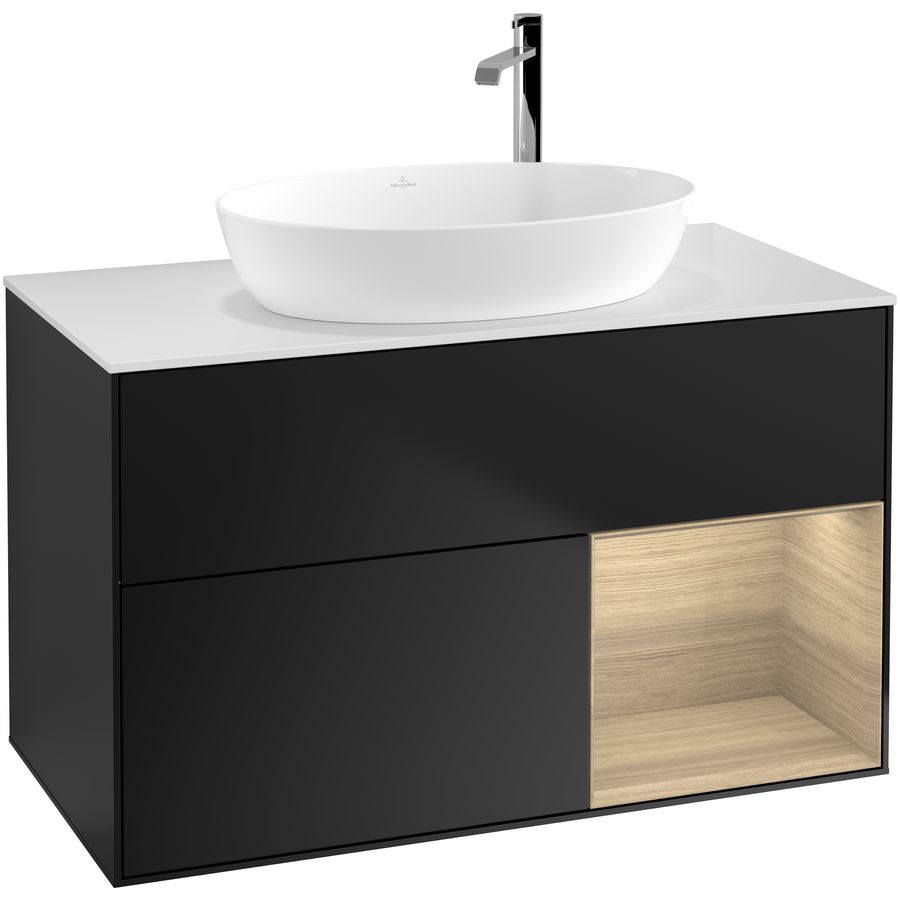 Wastafelonderkast Finion 1000x603x501mm Black Matt Lacquer F901PCPD
