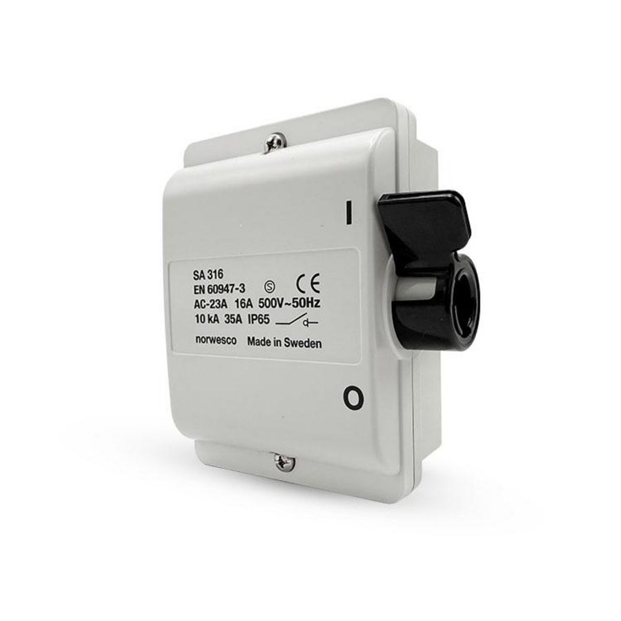 Werkschakelaar SA316 3p 16A/500V M20 grijs IP54