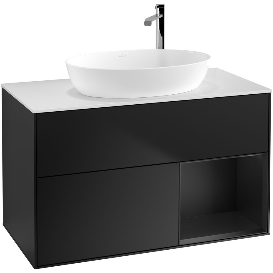 Wastafelonderkast Finion 1000x603x501mm Black Matt Lacquer F901PDPD