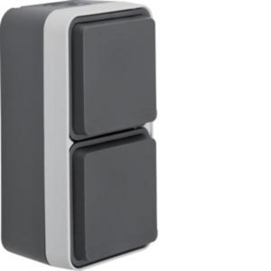 Wandcontactdoos KB 2-v vert. met behuizing berker W.1 grijs