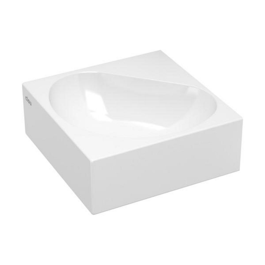 Flush 5 hoekfontein 270x270mm wit met plug zonder kraangat