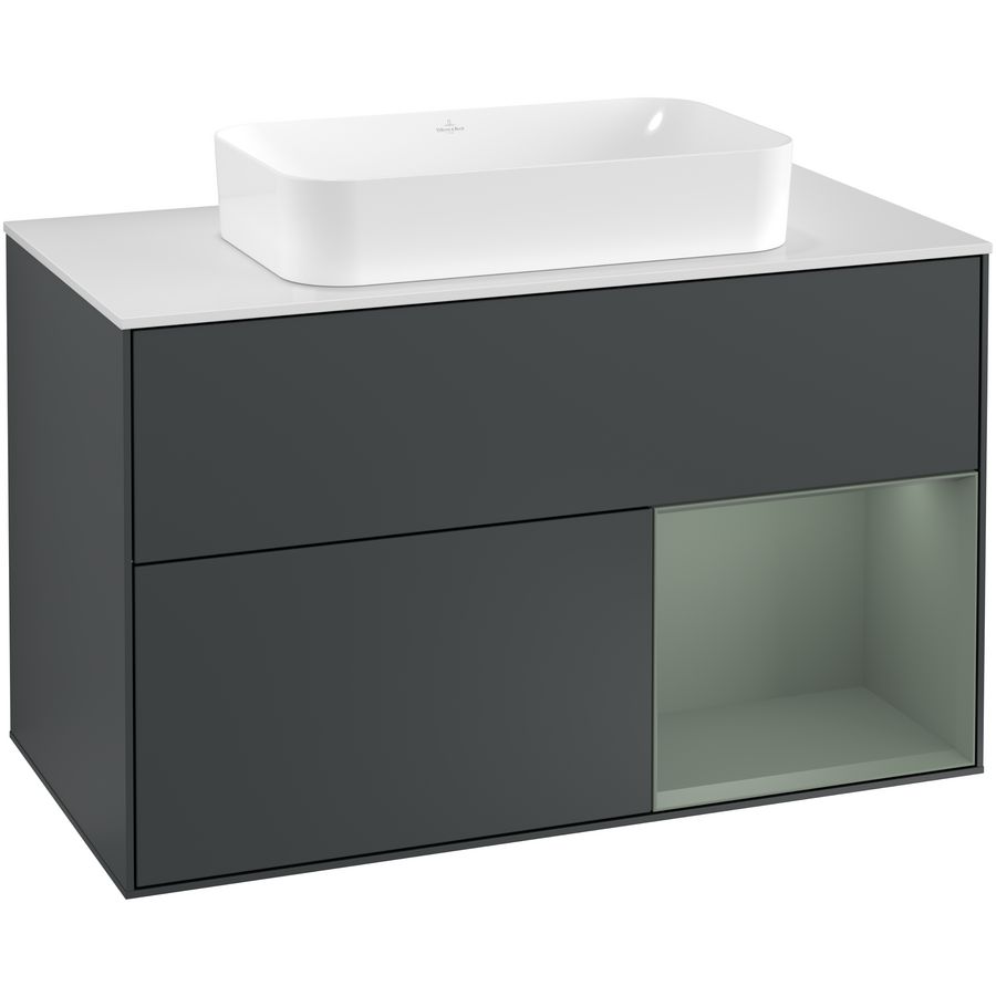 Wastafelonderkast Finion 1000x603x501mm Mid.Blue Matt Lacquer G251GMHG