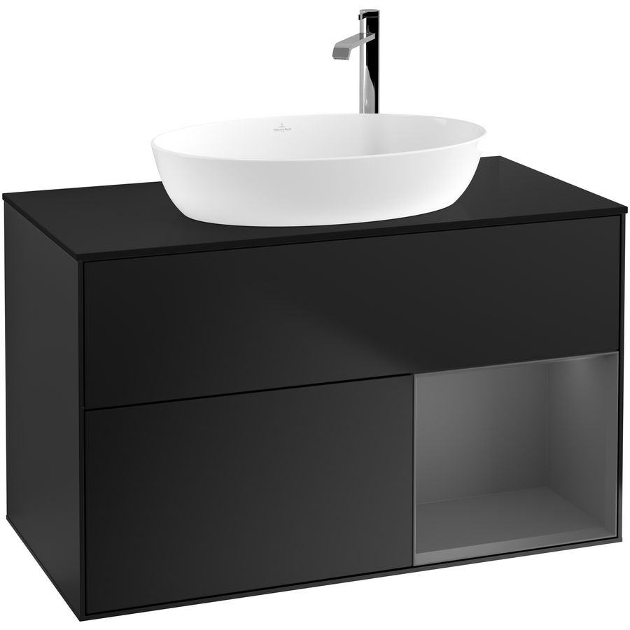 Wastafelonderkast Finion 1000x603x501mm Black Matt Lacquer F902GKPD
