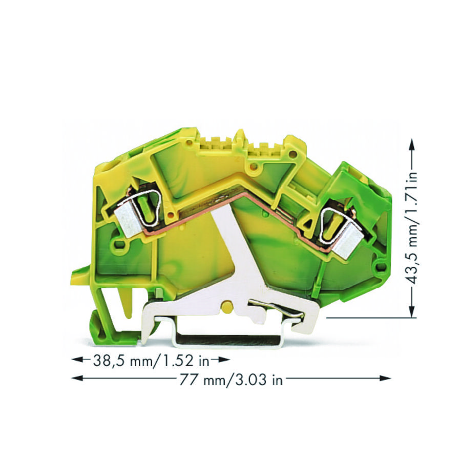 2-draads aardklem 4mm² Markering in het midden groen VVE=50