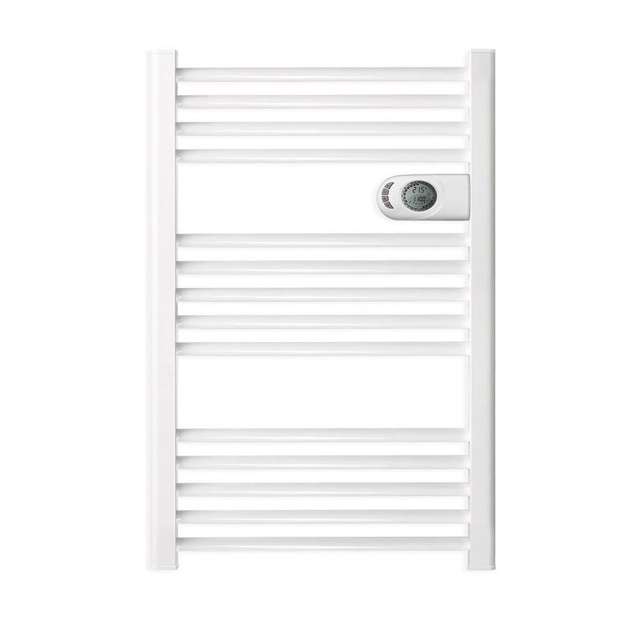 Elektr. alu. handdoekradiator CALOR DRY V2 500W wit RAL9003 505x710mm incl. klokthermostaat (op bedieningshoogte)