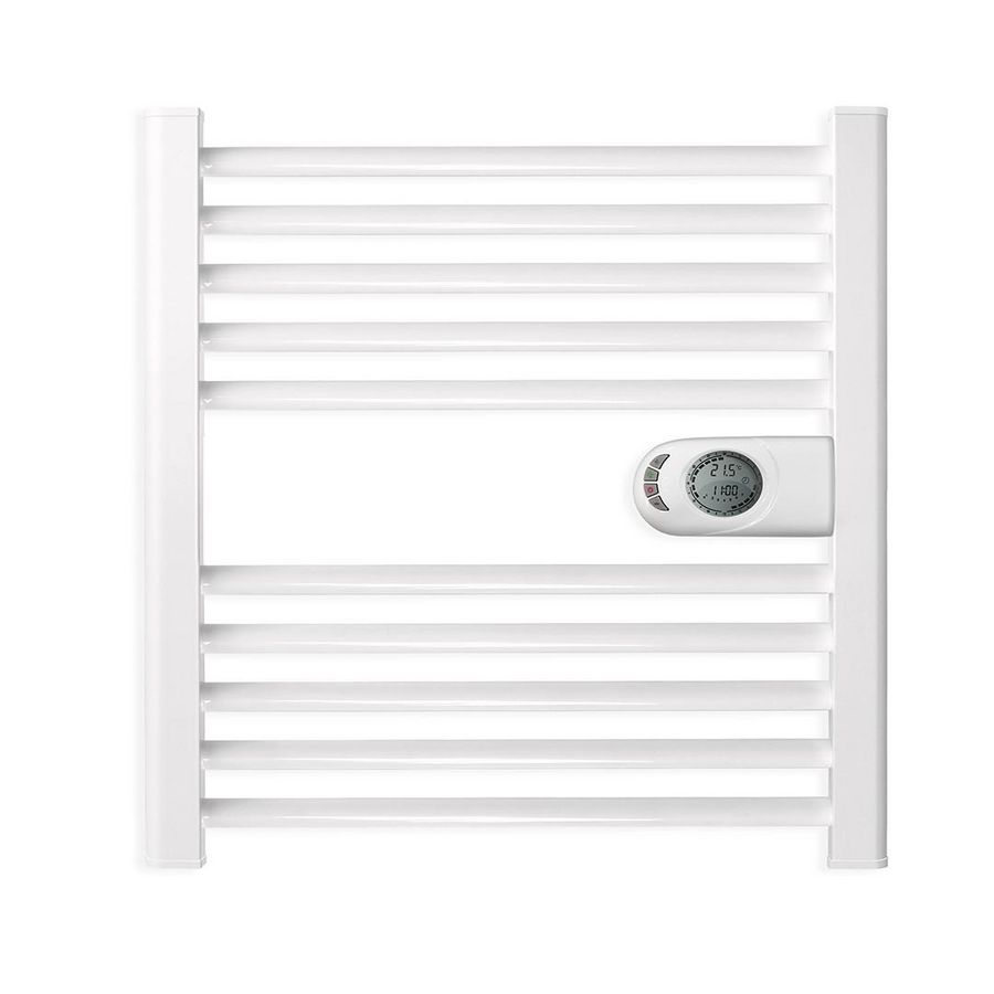 Elektr. alu. handdoekradiator CALOR DRY V2 300W wit RAL9003 505x510mm incl. klokthermostaat (op bedieningshoogte)