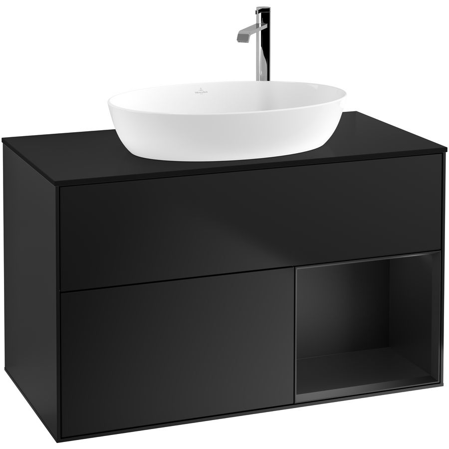 Wastafelonderkast Finion 1000x603x501mm Black Matt Lacquer F902PDPD
