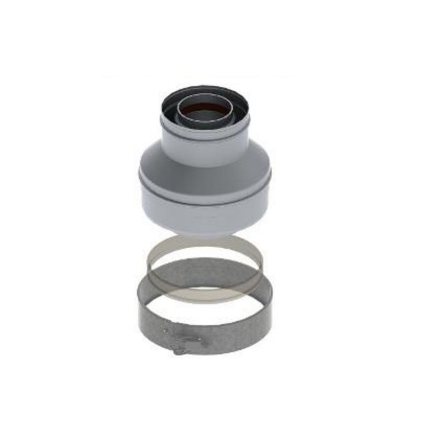 Verloop alu-galva Ø150/100 naar Ø100/60