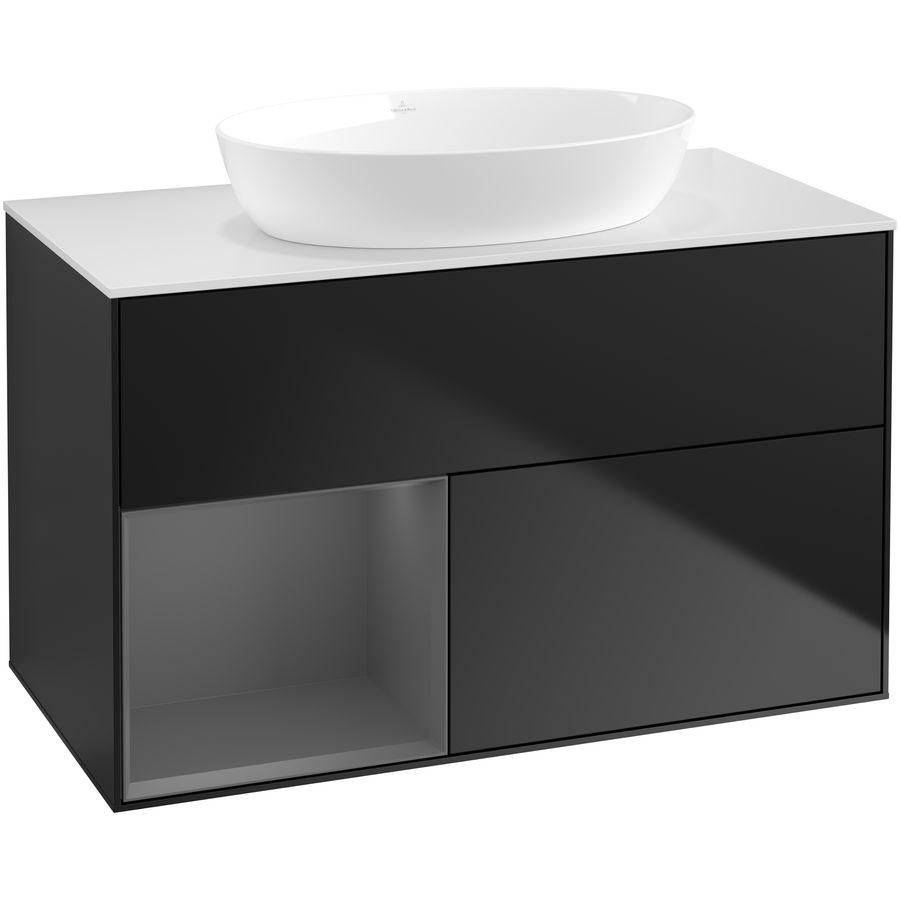 Wastafelonderkast Finion 1000x603x501mm Black Matt Lacquer FA11GKPD