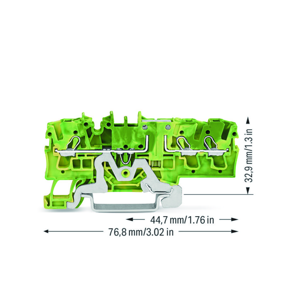 3-draads aardklem 2,5mm² mark. zijkant/midden groen VVE=50