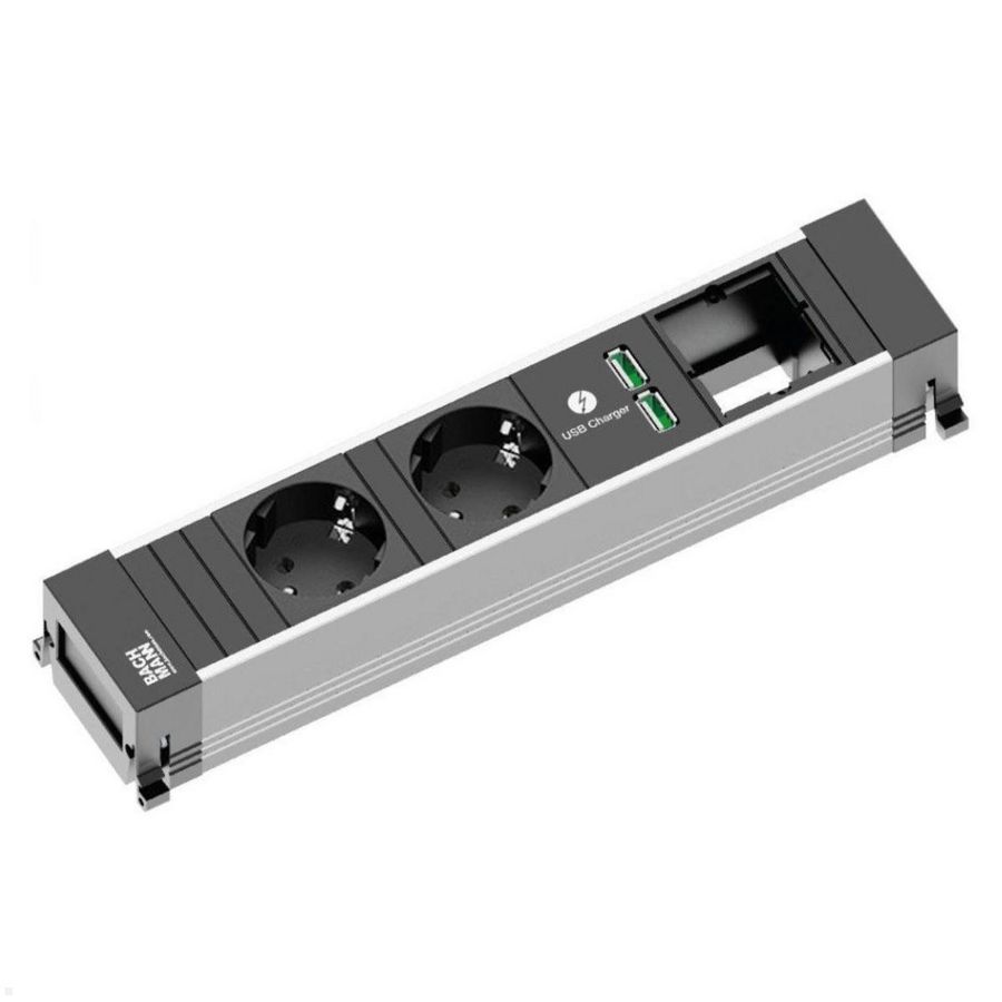 Power Frame contactblok 2x 230V RA + 1x USB A/C chrgr