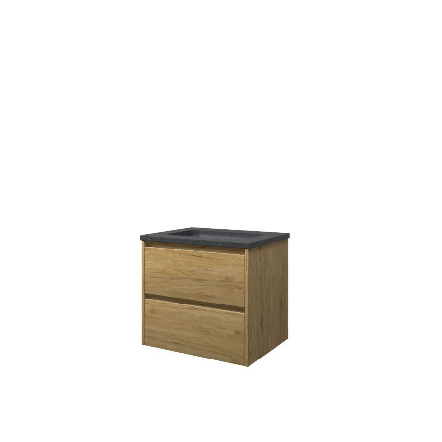 Set Proline hardsteen Elegant wastafel zonder kraangat onderkast symmetrisch ideal oak 60x46cm