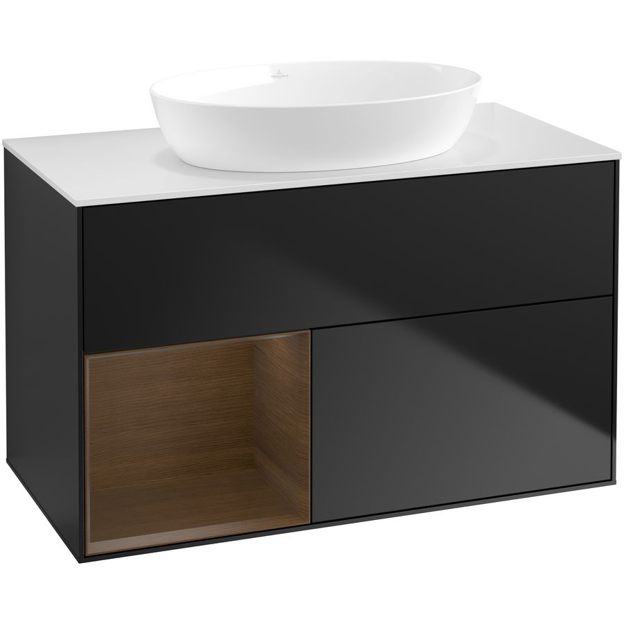 Wastafelonderkast Finion 1000x603x501mm Black Matt Lacquer FA11GNPD