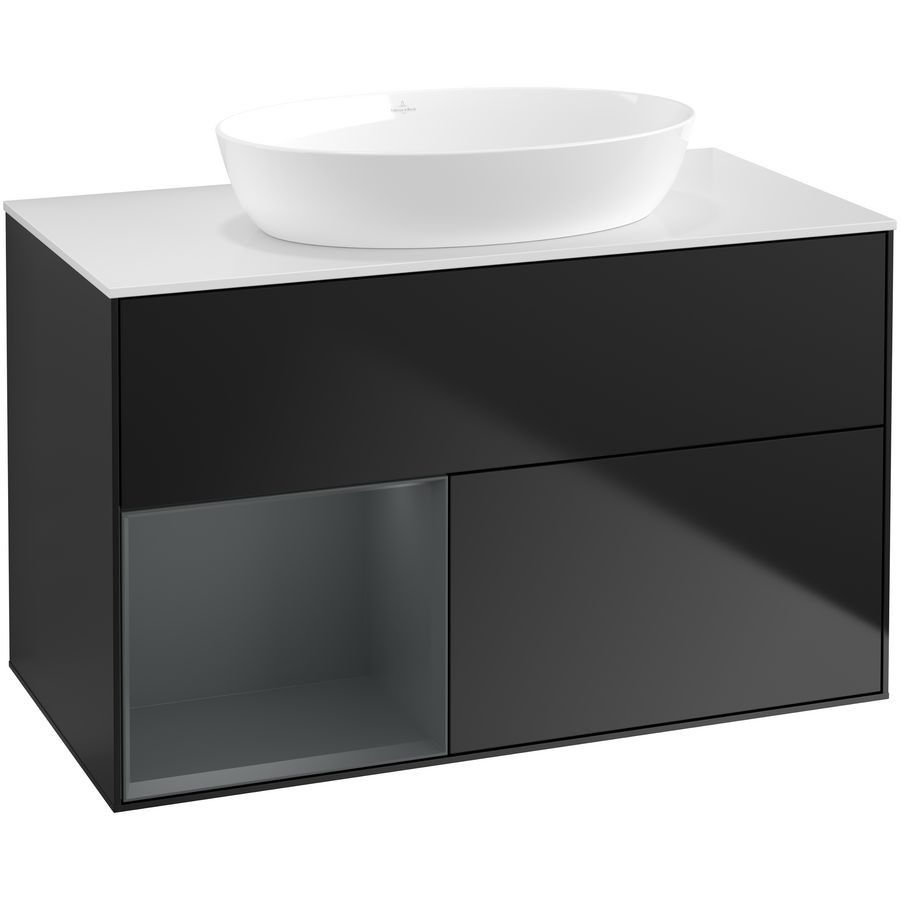 Wastafelonderkast Finion 1000x603x501mm Black Matt Lacquer FA11HGPD