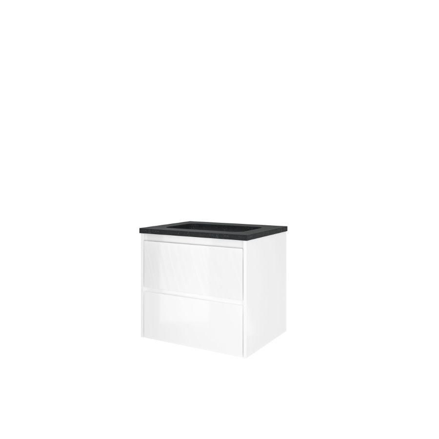 Set Proline hardsteen Elegant wastafel zonder kraangat onderkast symmetrisch glans wit 60x46cm