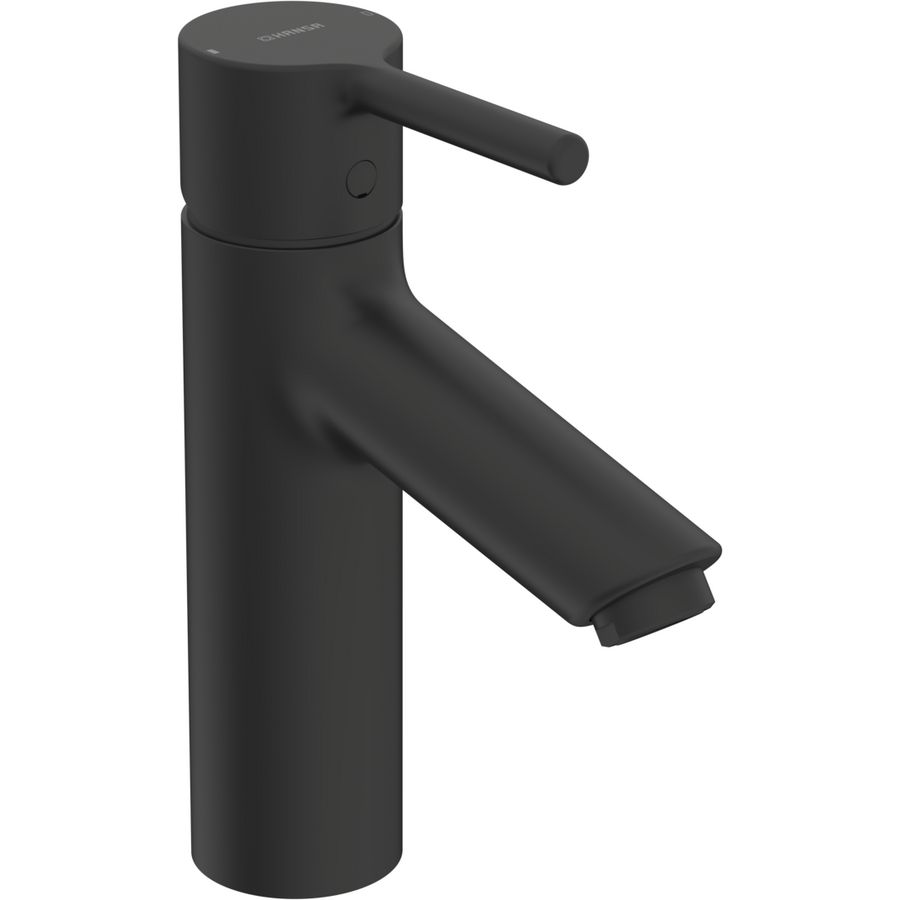 Wastafelkraan, Eengreeps, brass, Mat zwart, 114 mm