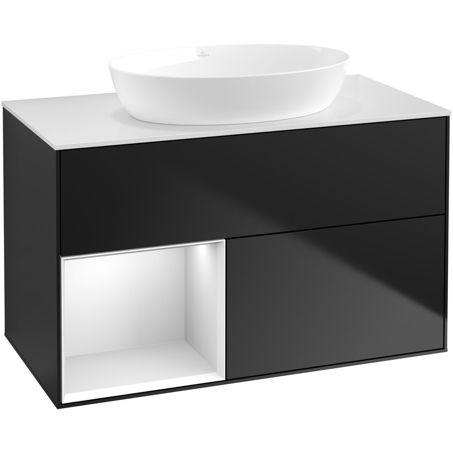Wastafelonderkast Finion 1000x603x501mm Black Matt Lacquer FA11MTPD