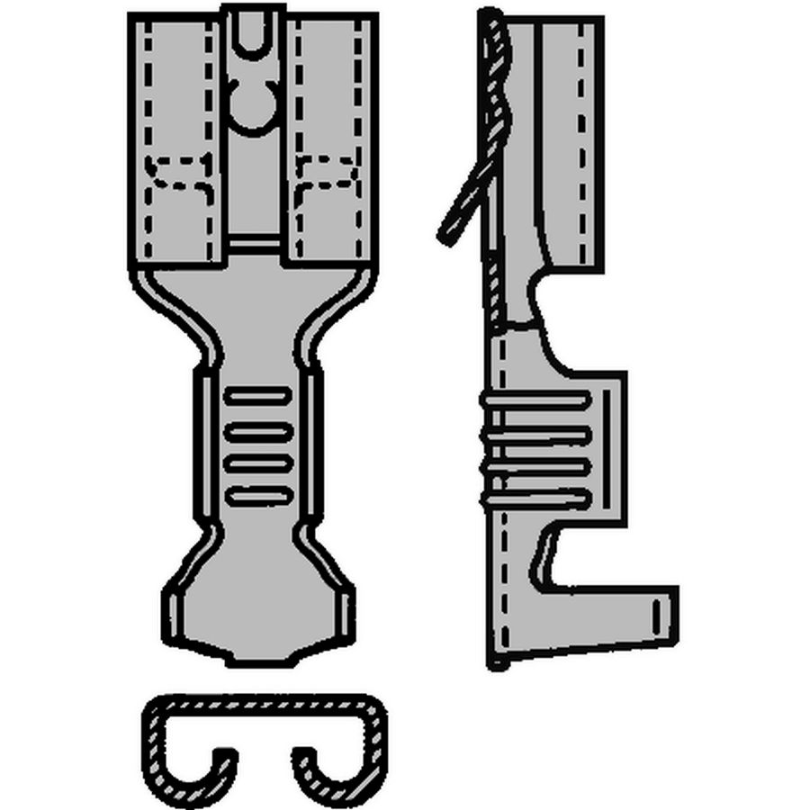 Kist a 100st. Ongeisol. vlaksteker F-krimp 2,8x0,8mm 1,0-2,5