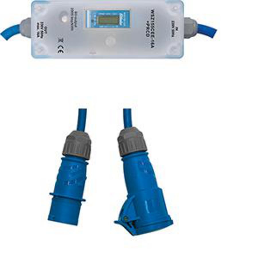 Mobiele 16A 1-fase kWh meter met MID en CEE stekkers
