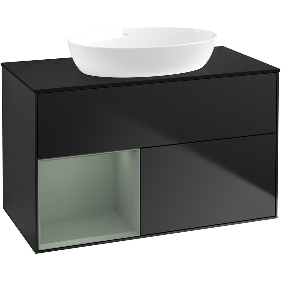 Wastafelonderkast Finion 1000x603x501mm Black Matt Lacquer FA12GMPD
