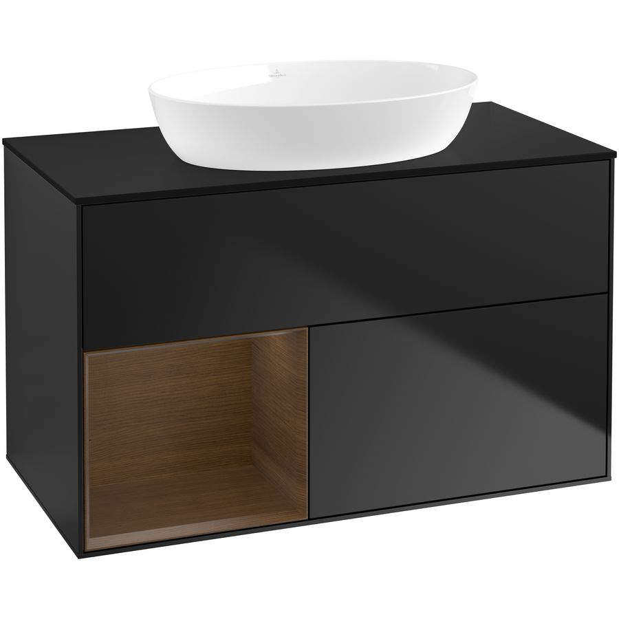 Wastafelonderkast Finion 1000x603x501mm Black Matt Lacquer FA12GNPD