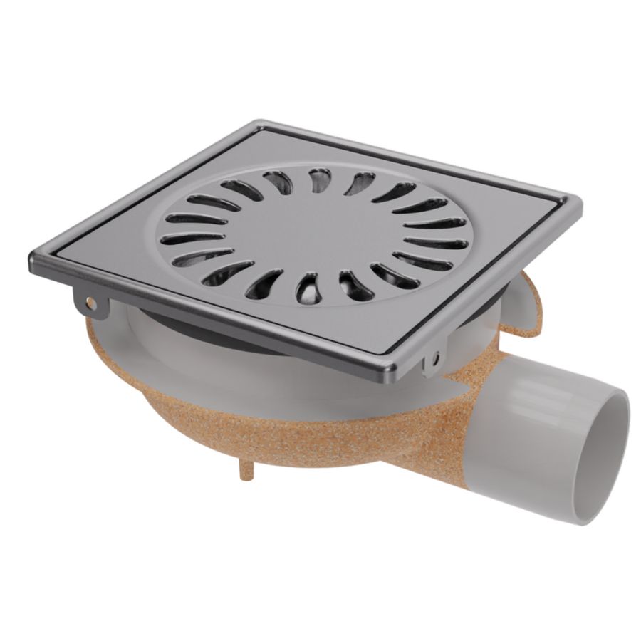 ABS doucheput 146x146mm ZU. 50mm RVS rooster