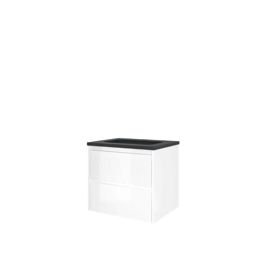 Set Proline hardsteen Elegant wastafel met 1 kraangat onderkast symmetrisch glans wit 60x46cm