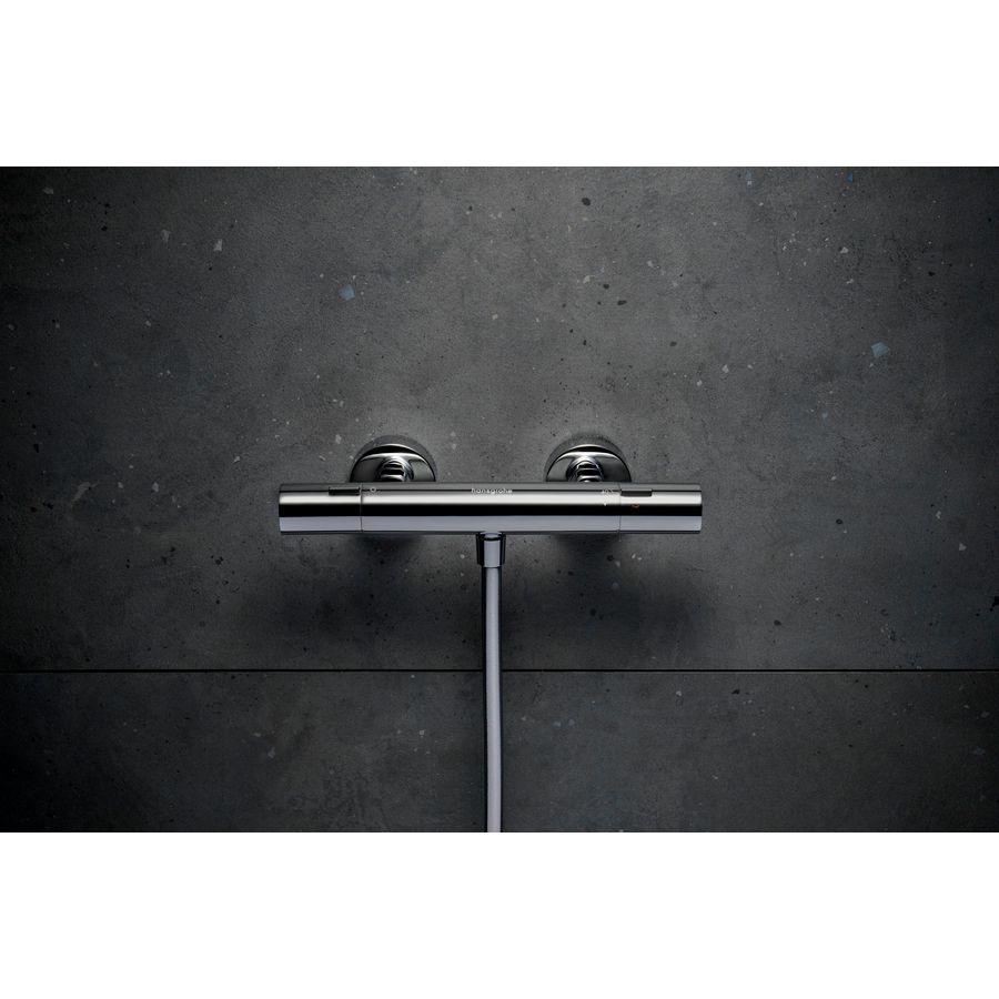 Douchethermostaat chroom Ecostat Fine mat zwart hoh 150mm incl. s-koppelingen
