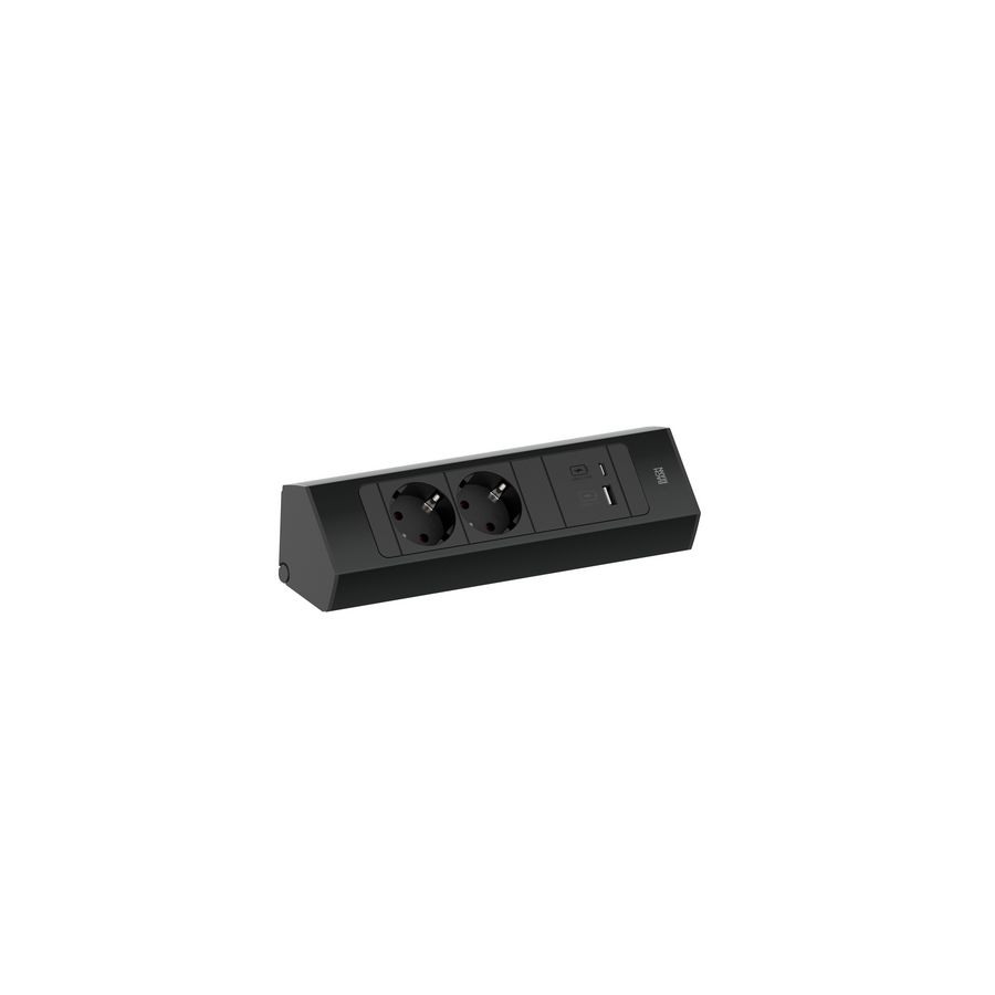 CASIA 2 Hoekstopcontact kort 2x230V RA 1 USB A/C chrgr 2m RA