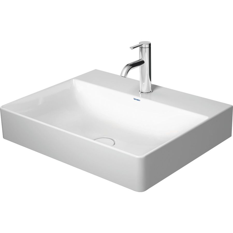 DURASQUARE #235360 wastafel 600mm wit met kraangat geslepen onderzijde