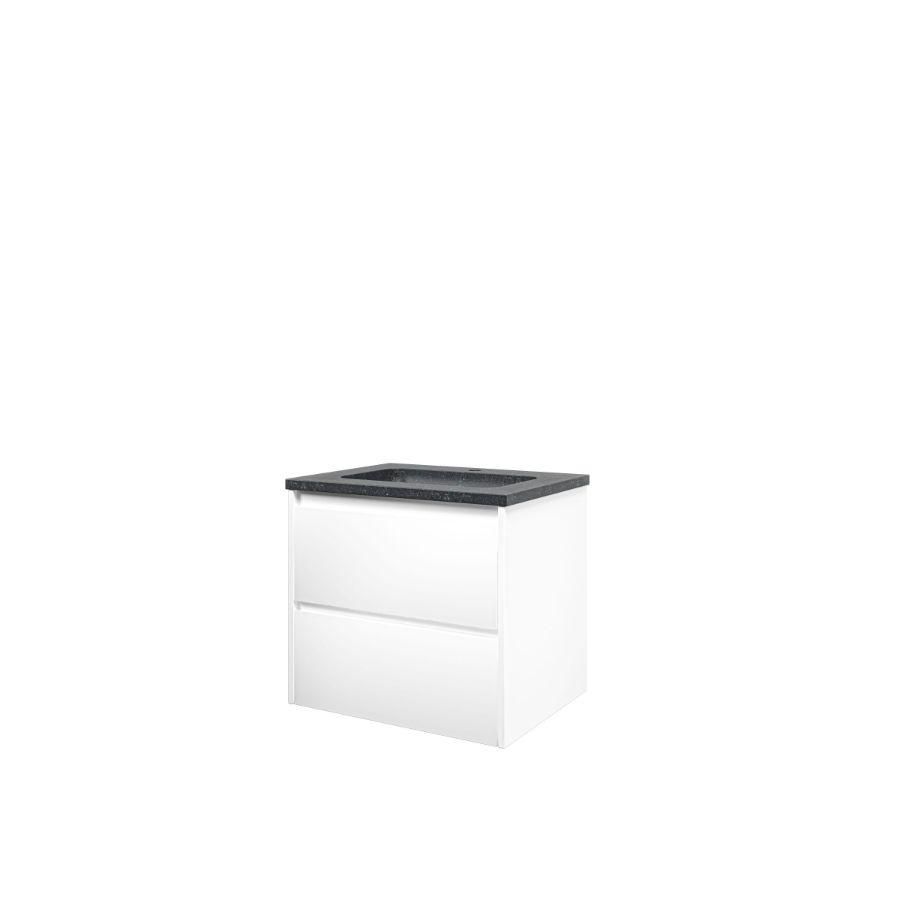Set Proline hardsteen Elegant wastafel met 1 kraangat onderkast symmetrisch mat wit 60x46cm