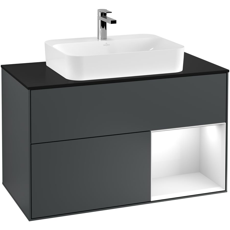 Wastafelonderkast Finion 1000x603x501mm Mid.Blue Matt Lacquer G372GFHG