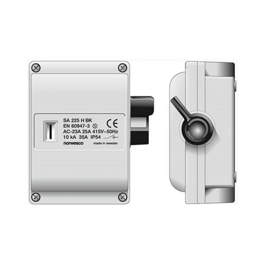 Werkschakelaar SA225 2p 25A M25 grijs IP54