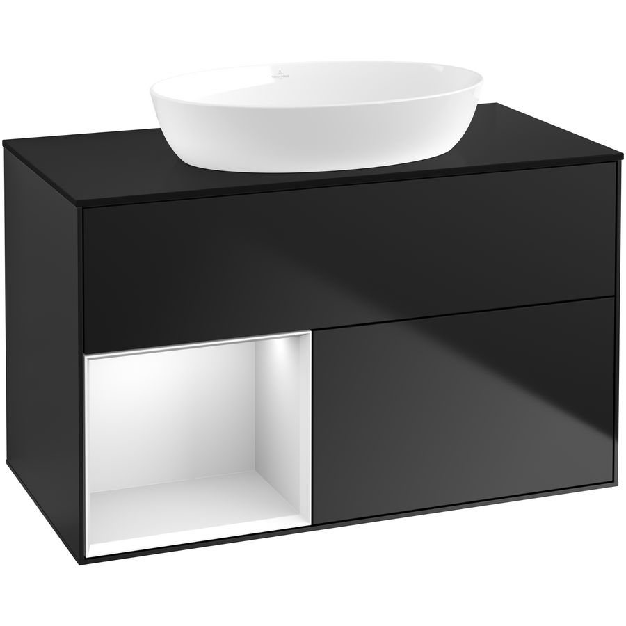 Wastafelonderkast Finion 1000x603x501mm Black Matt Lacquer FA12MTPD