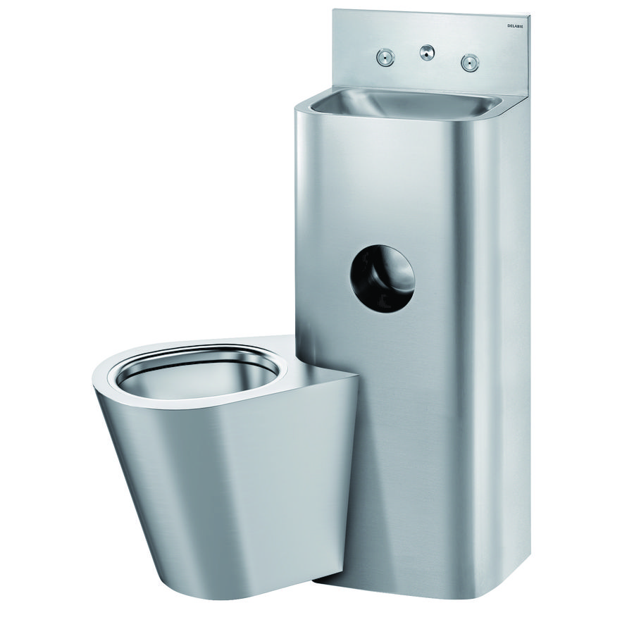 Wastafel hangWC Combi links RVS 304 mat