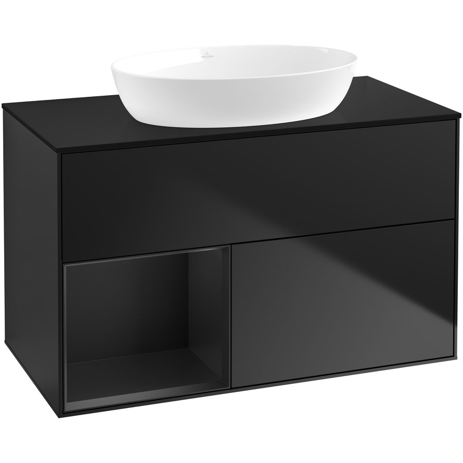 Wastafelonderkast Finion 1000x603x501mm Black Matt Lacquer FA12PDPD