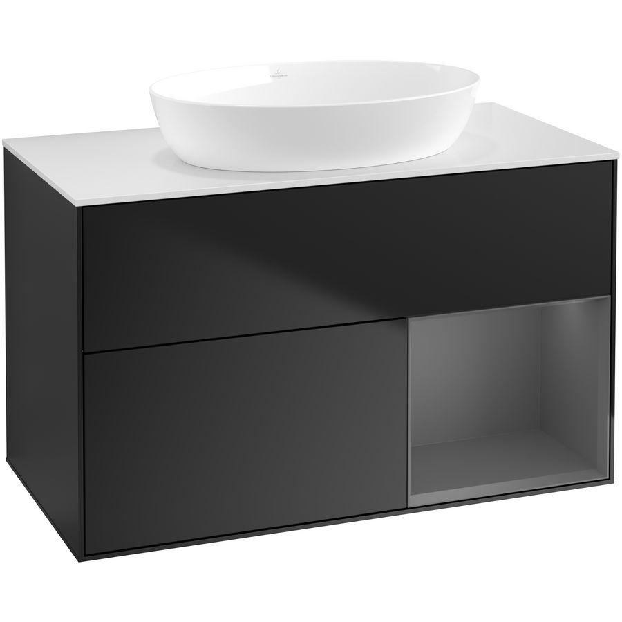 Wastafelonderkast Finion 1000x603x501mm Black Matt Lacquer FA21GKPD
