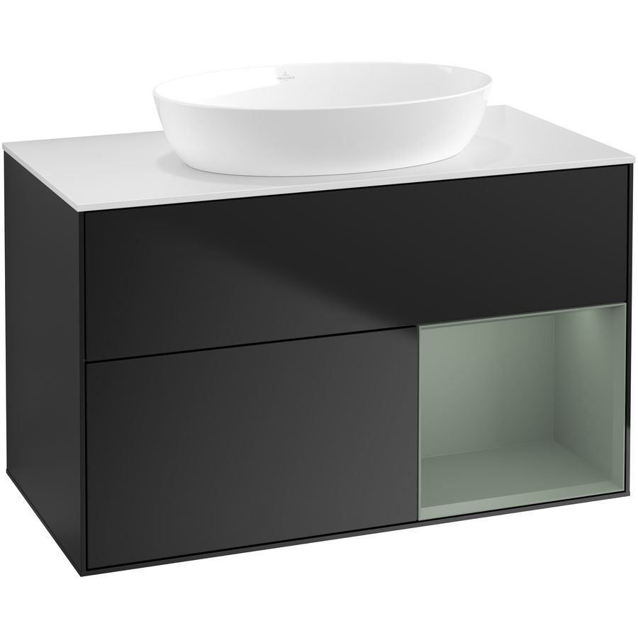 Wastafelonderkast Finion 1000x603x501mm Black Matt Lacquer FA21GMPD
