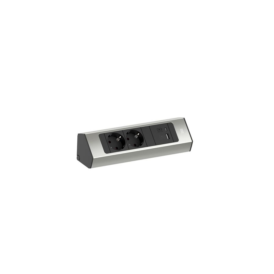 CASIA 2 Hoekstopcontact kort 2x230V RA 1xUSB A/C chrgr 2m RA