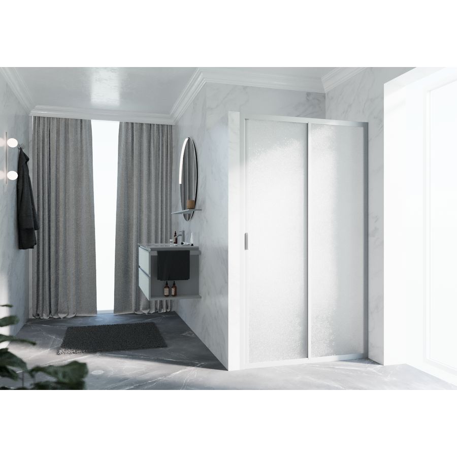 Schuifdeur LUNES 2P 1020-1080x1950mm glas niva profiel zilver mat