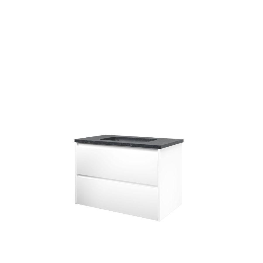 Set Proline hardsteen Elegant wastafel zonder kraangat onderkast symmetrisch mat wit 80x46cm