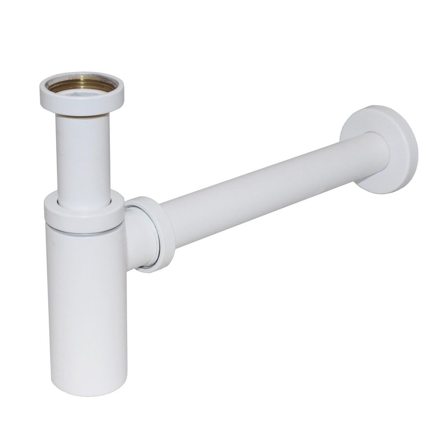 Sifon rond design 5/4"x32mm m. muurbuis + rozet ms mat wit