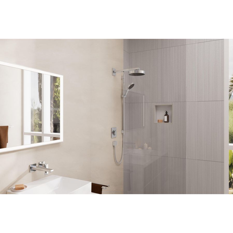 Rainfinity Doucheset 130 3 straalsoorten EcoSmart met glijstang S Puro 90cm push-schuifstuk en Designflex textiel doucheslang chroom